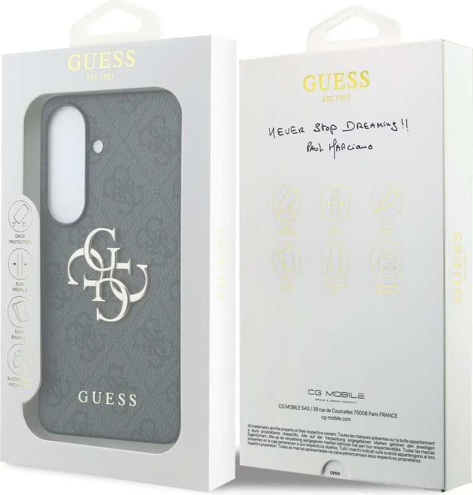 Guess GUHCS26FE4GMGGR Leather 4G Metal Logo Case for Samsung Galaxy S26 FE Black