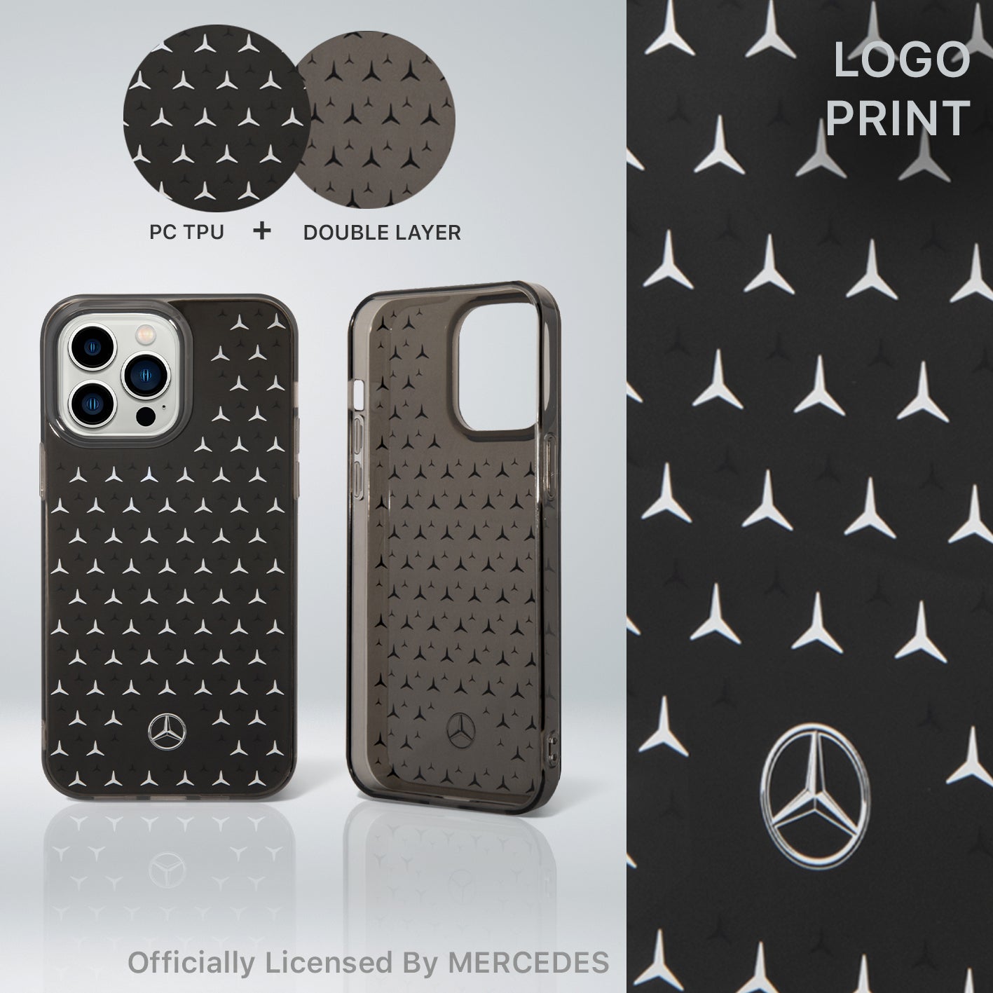 Mercedes-Benz MEHCP14X8UPMTK iPhone 14 Pro Max Transparent Star Pattern Protective Case