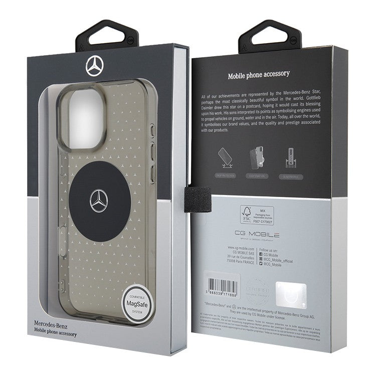 Mercedes MEHMP15L23HCPK for iPhone 15 Pro PC/TPU Star pattern and Circle, Black MagSafe