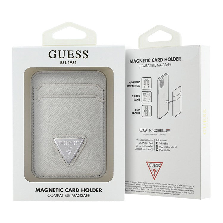 Guess magnetic Wallet Cardslot MagSafe PU Grained leather Triangle Metal logo Beige
