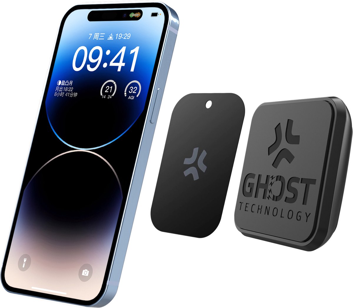 Celly GHOSTFIX Magnetische Autohouder Incl. 3 Extra Metalen Platen - Telefoonhouder Auto