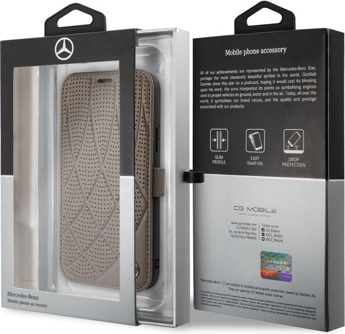 Mercedes MEFLBKN65DIQBR iPhone 11 Pro Max Brown Genuine Leather Bookcase