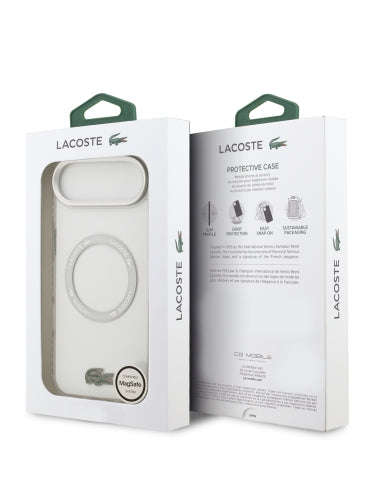 LACOSTE HardCase MagSafe SHOCKProOF Transparent FROSTED CLEAR / WHITE iPhone 17 Air
