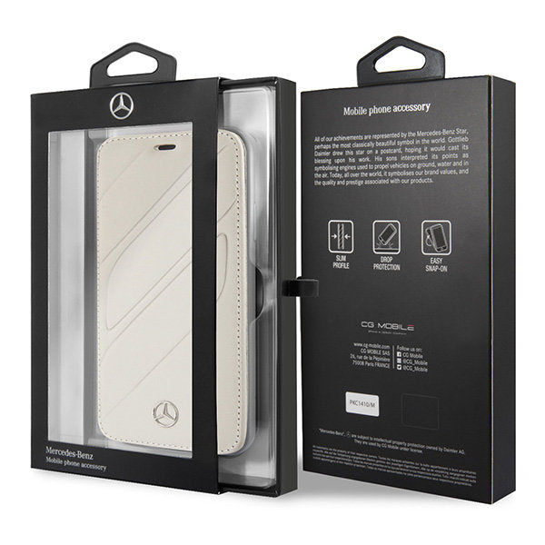 Mercedes MEFLBKPXTHLGR Genuine Leather BookCase with card slots for iPhone X