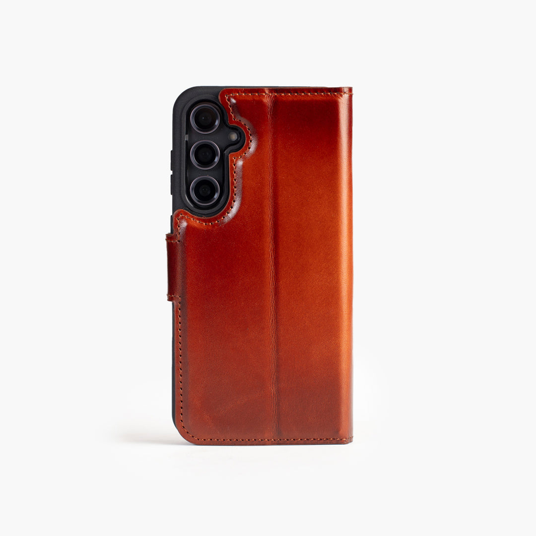 Wachikopa Genuine Leather Classic Bookcase for Samsung Galaxy S25 Plus British