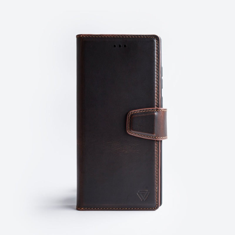 Wachikopa Genuine Leather Magic Book Case 2 in 1 for Samsung S23 Ultra Brown