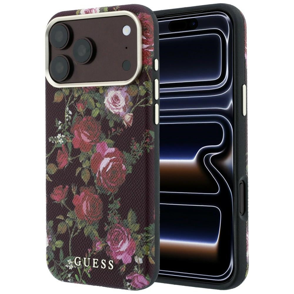 Guess GUHMP18L6PWGTBEU Blossom Roses Print MagSafe for iPhone 18 Pro / 17 Pro burgundy