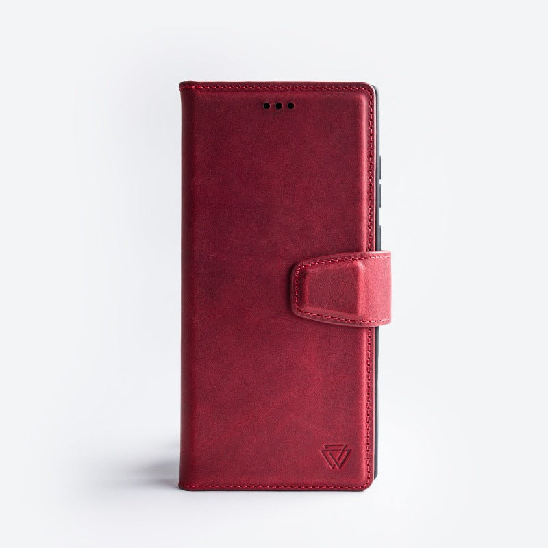 Wachikopa Genuine Leather Magic Book Case 2 in 1 for Samsung S23 Ultra Red