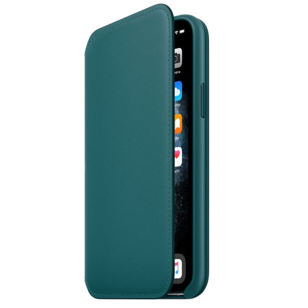 Apple MY1M2ZM/A Leather Folio Bookcase for iPhone 11 Pro Peacock