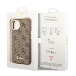 Guess GUHCP14MHG4SHW iPhone 14 Plus/ 15 Plus brown hard case 4G Vintage Gold Logo