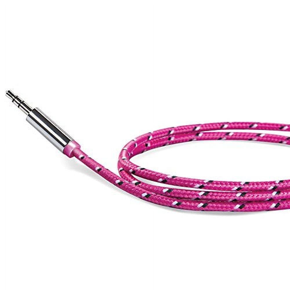 Celly Premium Textile Stereo Audio Auxiliary / Aux Cable 3.5mm - Pink