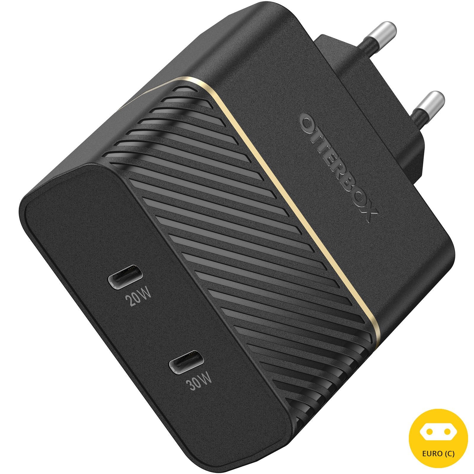 OtterBox EU Wall Charger 50W - 1X USB-C 30W + 1X USB-C 20W USB-PD - black