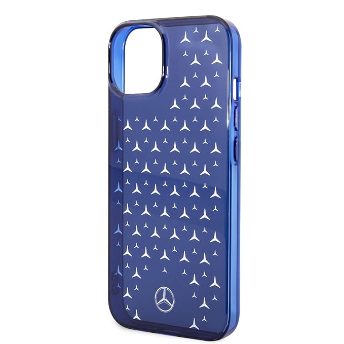 Mercedes-Benz MEHCP14X8UPMTV iPhone 14 Pro Max Transparent Star Pattern Protective Case Blue