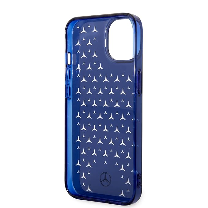 Mercedes-Benz MEHCP14X8UPMTV iPhone 14 Pro Max Transparent Star Pattern Protective Case Blue