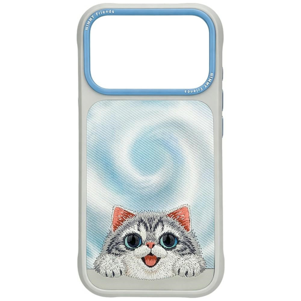 Nimmy Big Eyed Lying Silver Shaded Cat Case for iPhone 18 Pro / 17 Pro Grey
