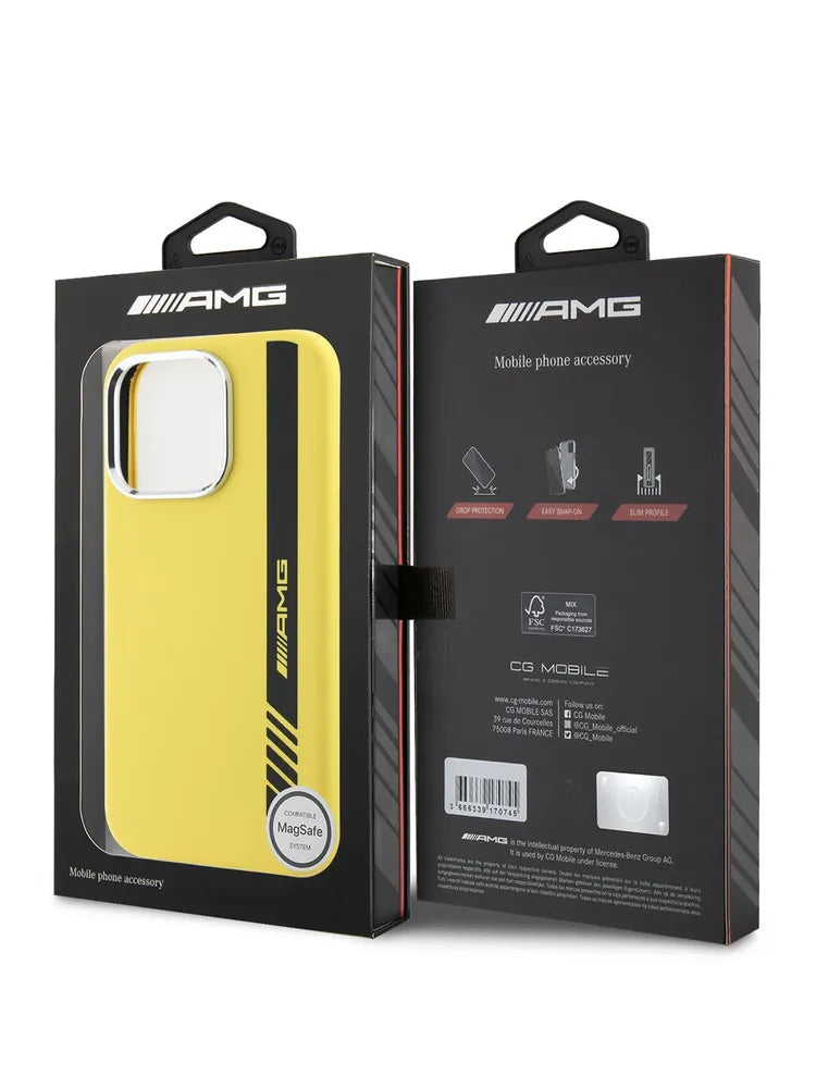 AMG Liquid silicone MagSafe Hardcase for iPhone 16 Pro with metal Camera Protection Yellow