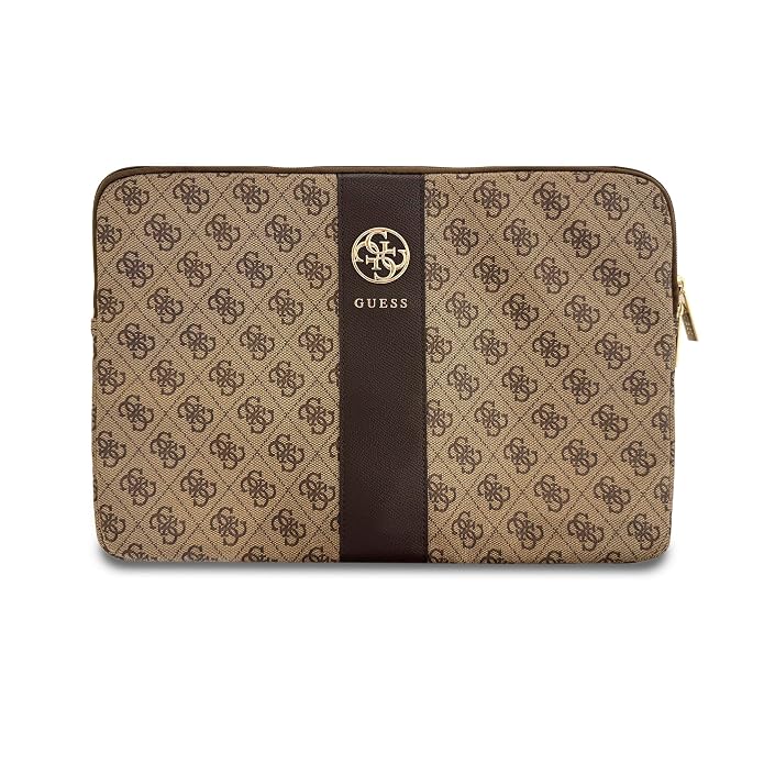 Guess Laptop Sleeve Zipper Pocket & Iconic Triangle Metal Logo Brown 16