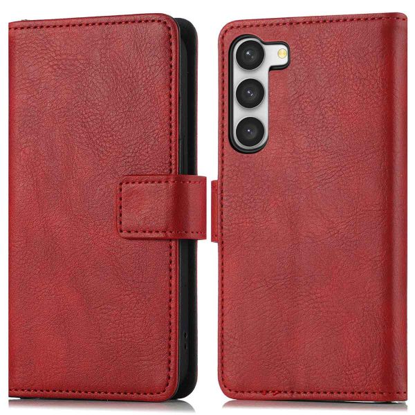 Wachikopa Genuine Leather Magic Book Case 2 in 1 for Samsung S24 Plus Red
