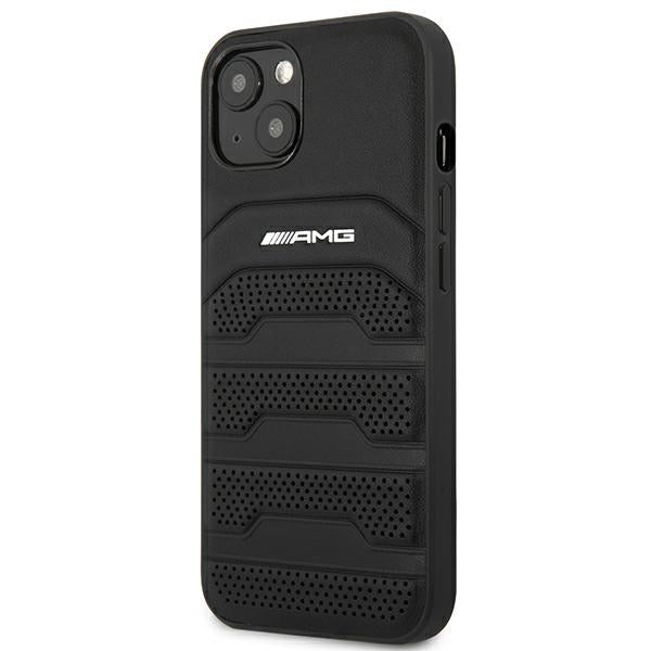 Case for AMG AMHCP14SGSEBK iPhone 14 black hardcase Leather Debossed Lines