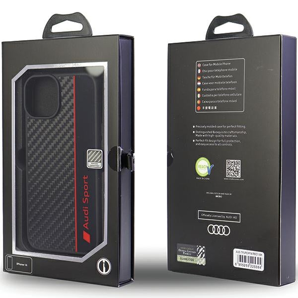 Audi Carbon Fiber Stripe iPhone 14 hardcase AUS-TPUPCIP14-R8/D1-BK