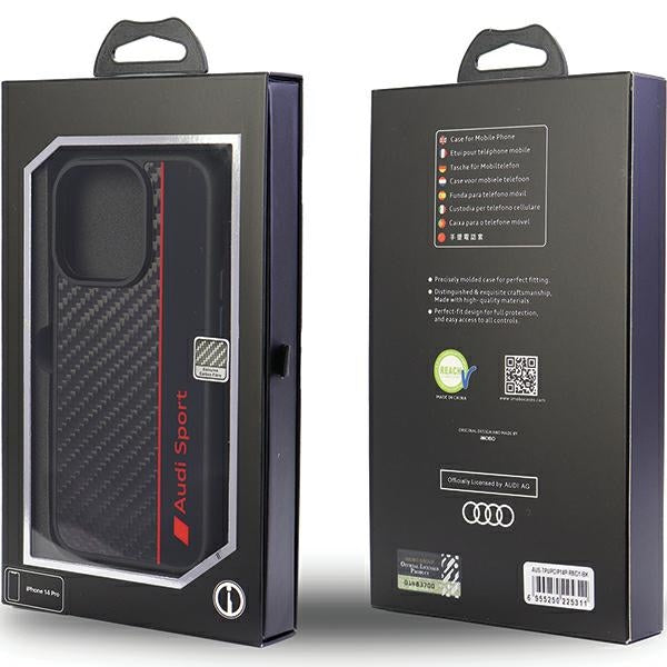 Audi Carbon Fiber Stripe iPhone 14 Pro hardcase AUS-TPUPCIP14P-R8/D1-BK