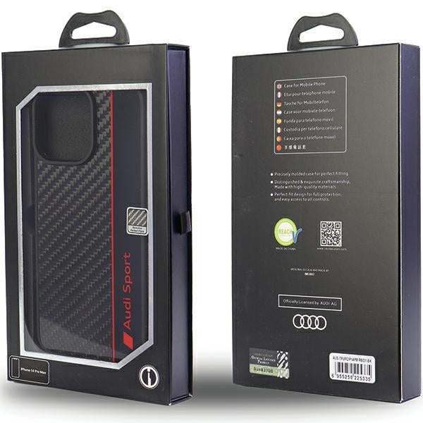 Audi Carbon Fiber Stripe iPhone 14 Pro Max hardcase AUS-TPUPCIP14PM-R8/D1-BK