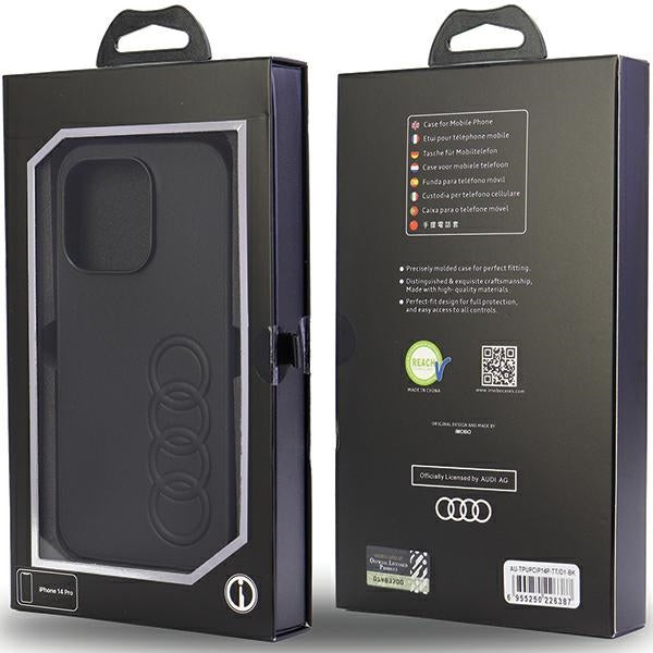 Audi Synthetic Leather iPhone 14 Pro black hardcase AU-TPUPCIP14P-TT/D1-BK