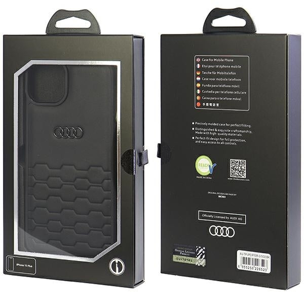 Audi GT Synthetic Leather iPhone 15 Plus black hardcase AU-TPUPCIP15M-GT/D2-BK
