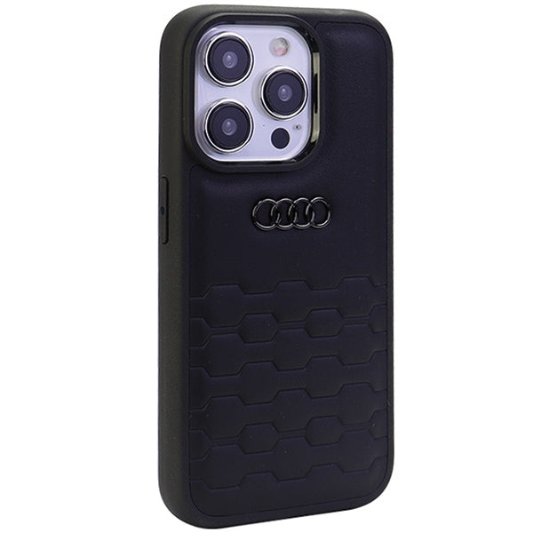 Audi GT Synthetic Leather iPhone 15 Pro black hardcase AU-TPUPCIP15P-GT/D2-BK