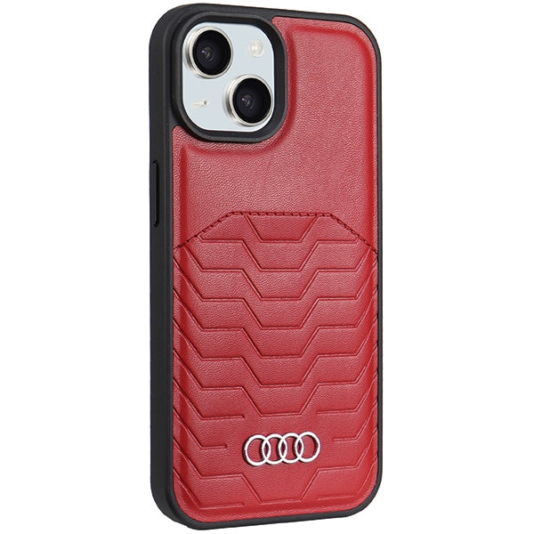 Audi Synthetic Leather MagSafe iPhone 15 / 14 / 13 red hardcase AU-TPUPCMIP15-GT/D3-RD