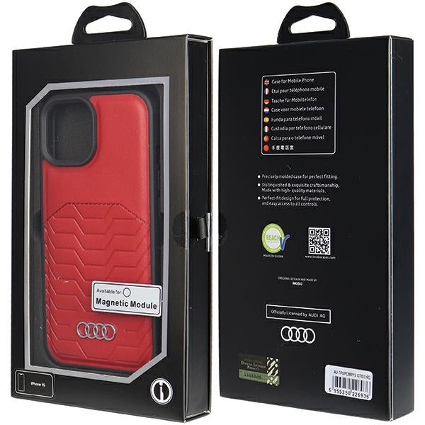 Audi Synthetic Leather MagSafe iPhone 15 / 14 / 13 red hardcase AU-TPUPCMIP15-GT/D3-RD