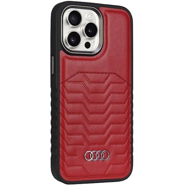 Audi Synthetic Leather MagSafe iPhone 15 Pro Max red hardcase AU-TPUPCMIP15PM-GT/D3-RD