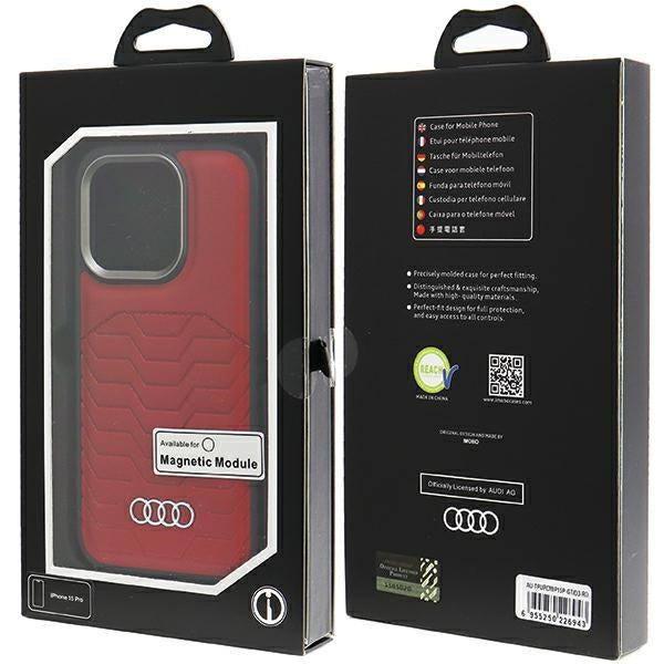 Audi Synthetic Leather MagSafe iPhone 15 Pro red hardcase AU-TPUPCMIP15P-GT/D3-RD