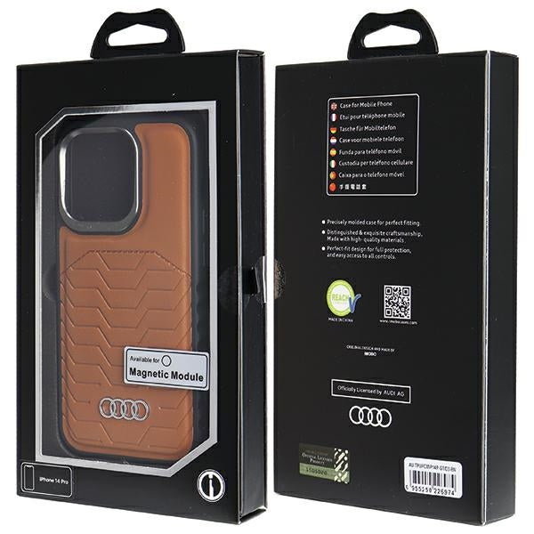Audi Synthetic Leather MagSafe iPhone 14 Pro Max Brown hardcase AU-TPUPCMIP14PM-GT/D3-BN