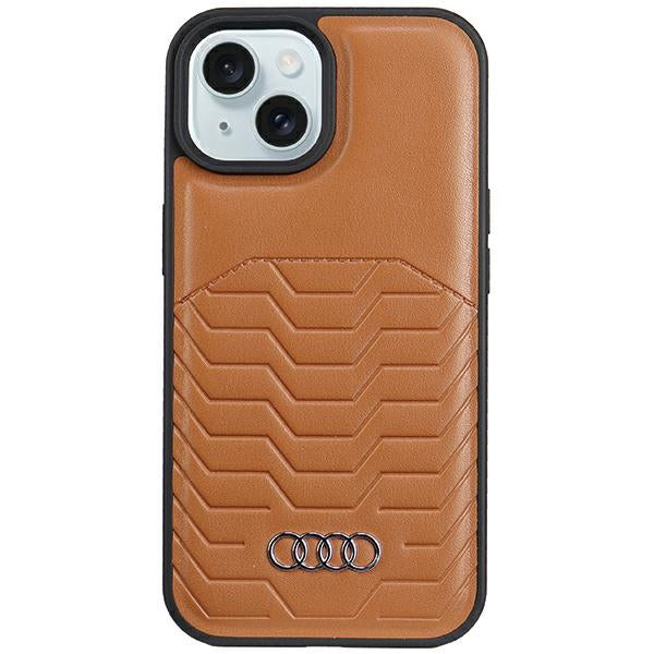 Audi Synthetic Leather MagSafe iPhone 15 / 14 / 13 Brown hardcase AU-TPUPCMIP15-GT/D3-BN