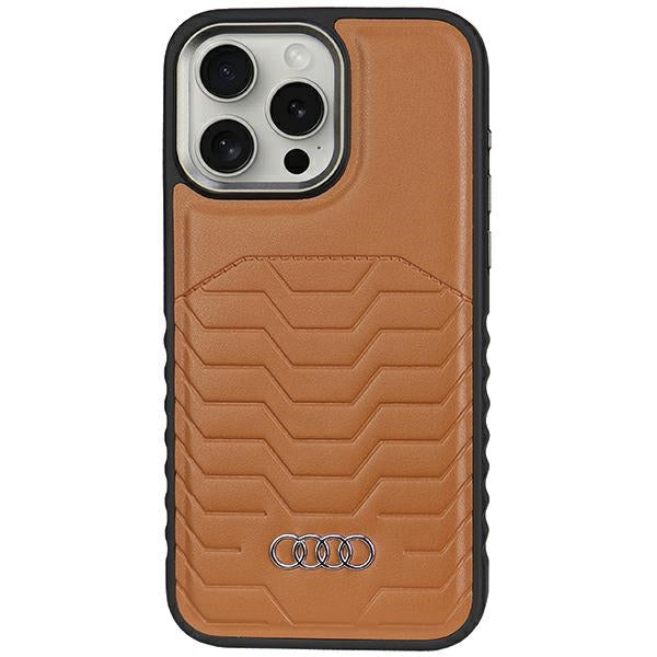 Audi Synthetic Leather MagSafe iPhone 15 Pro Brown hardcase AU-TPUPCMIP15P-GT/D3-BN