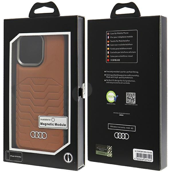 Audi Synthetic Leather MagSafe iPhone 15 Pro Max Brown hardcase AU-TPUPCMIP15PM-GT/D3-BN