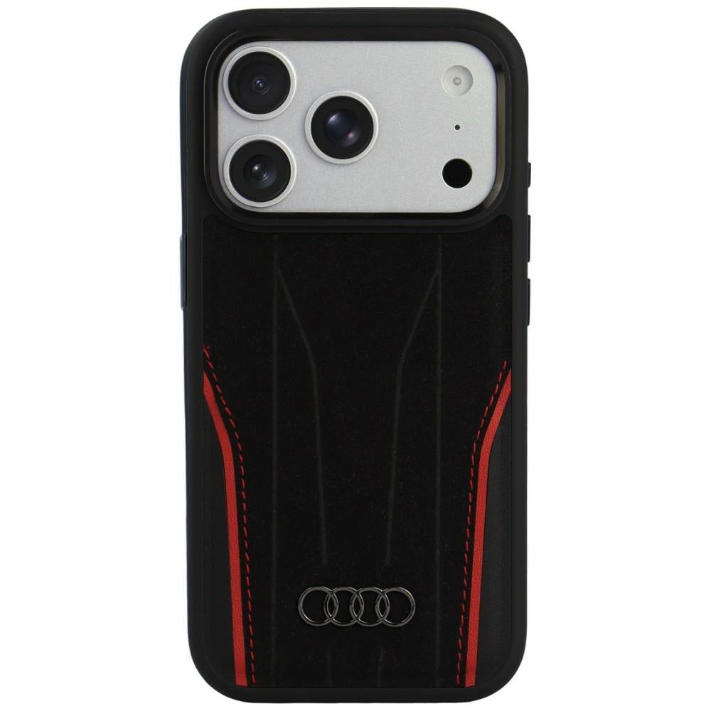 Audi R8 Genuine Leather MagSafe for iPhone 18 Pro Max / 17 Pro Max black-red