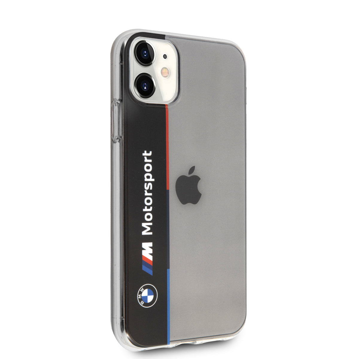BMW BMHCN61SKTVK iPhone 11 black Hard Case Clear Motorsport Vertical Tricolor Stripes