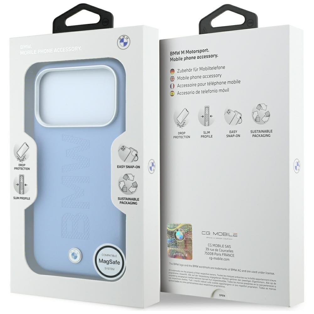 BMW BMHMP18L26SWOWMB Sign Centered Deboss MagSafe for iPhone 18 Pro / 17 Pro Blue