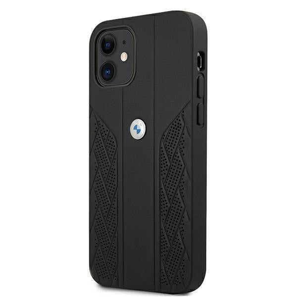 Case for BMW BMHCP12SRSPPK iPhone 12 mini black hardcase Leather Curve Perforate