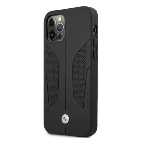 BMW BMHCP12MRSCSK iPhone 12/12 Pro black hardcase Leather Perforate Sides