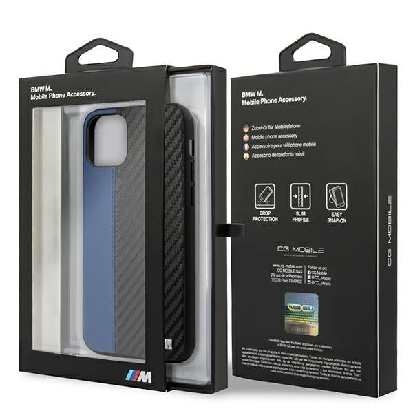 BMW BMHCN61MCARBL iPhone 11 / Xr black hardcase M Collection PU Carbon Blue Stripe