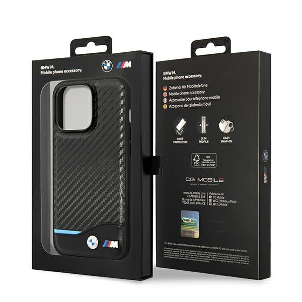 BMW BMHCP14L22NBCK iPhone 14 Pro black Leather Carbon