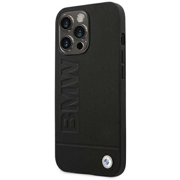 Case for BMW BMHCP14LSLLBK iPhone 14 Pro black Leather Stamp
