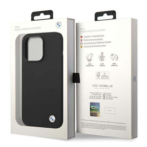 Case for BMW BMHCP14LSILBK iPhone 14 Pro black Silicone Metal Logo