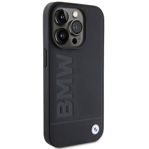 BMW BMHCP15LSLLBK iPhone 15 Pro black Leather Hot Stamp