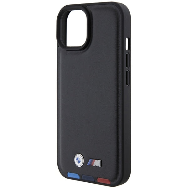 BMW BMHCP15S22PTDK iPhone 15 / 14 / 13 black Leather Stamp Tricolor