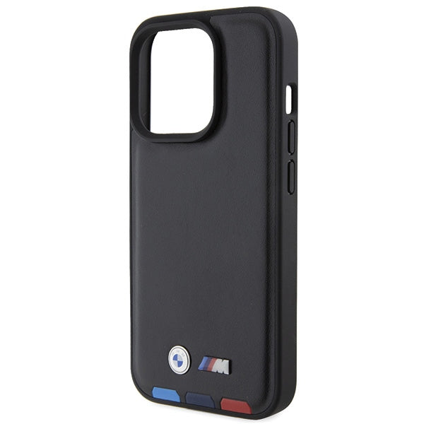 BMW BMHCP15L22PTDK Case for iPhone 15 Pro black Leather Stamp Tricolor
