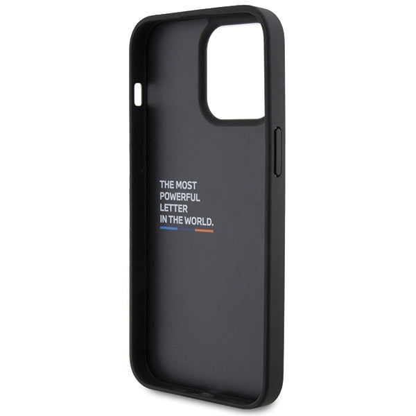BMW BMHCP15X22PTDK iPhone 15 Pro Max black Leather Stamp Tricolor